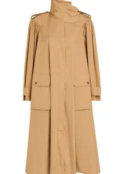 Scarf-effect cotton-poplin trench coat