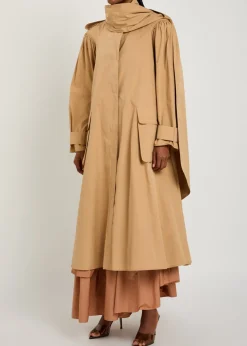 Scarf-effect cotton-poplin trench coat