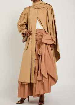 Scarf-effect cotton-poplin trench coat
