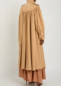 Scarf-effect cotton-poplin trench coat