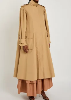 Scarf-effect cotton-poplin trench coat