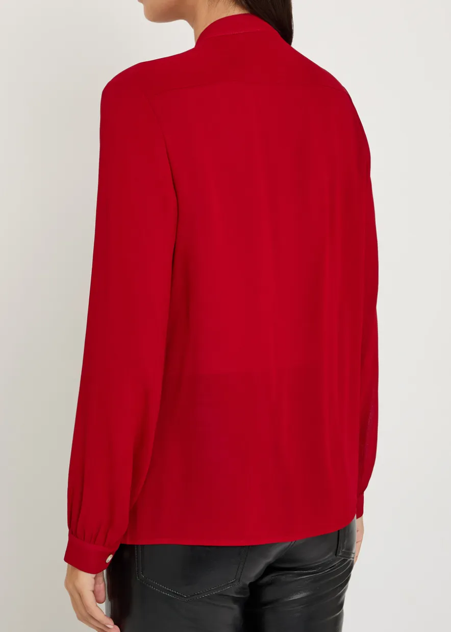 Scarf-effect georgette blouse