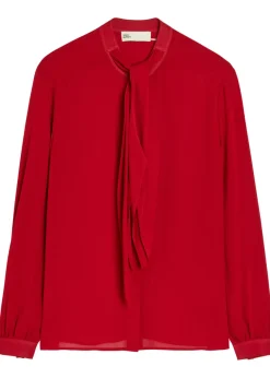 Scarf-effect georgette blouse