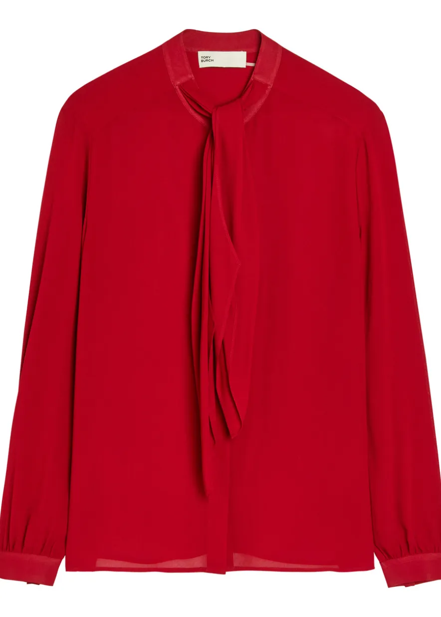 Scarf-effect georgette blouse