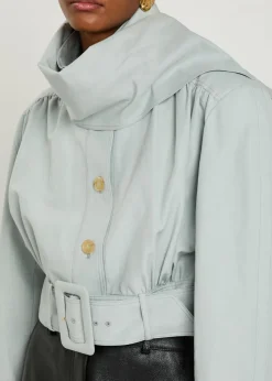 Scarf-effect linen and cotton-blend jacket