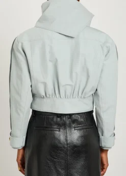 Scarf-effect linen and cotton-blend jacket