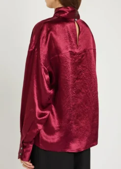 Scarf-effect satin blouse