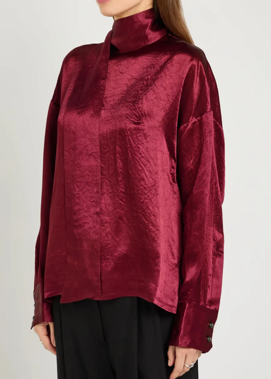 Scarf-effect satin blouse