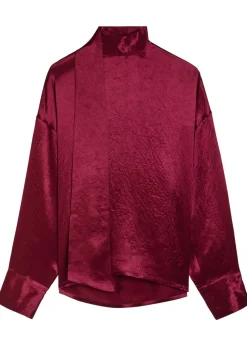Scarf-effect satin blouse