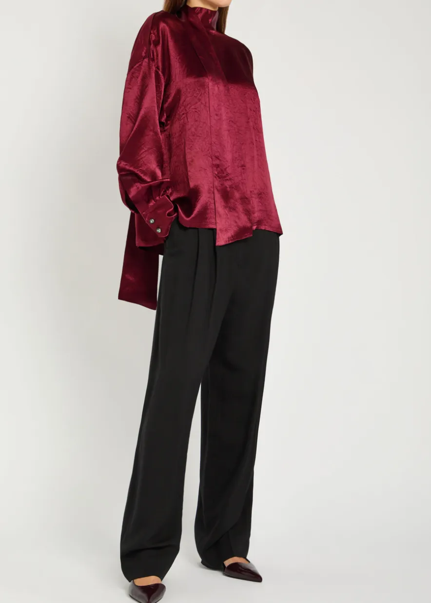 Scarf-effect satin blouse