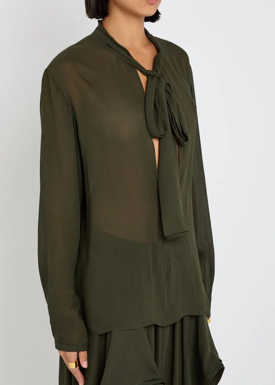 Scarf semi-sheer chiffon blouse