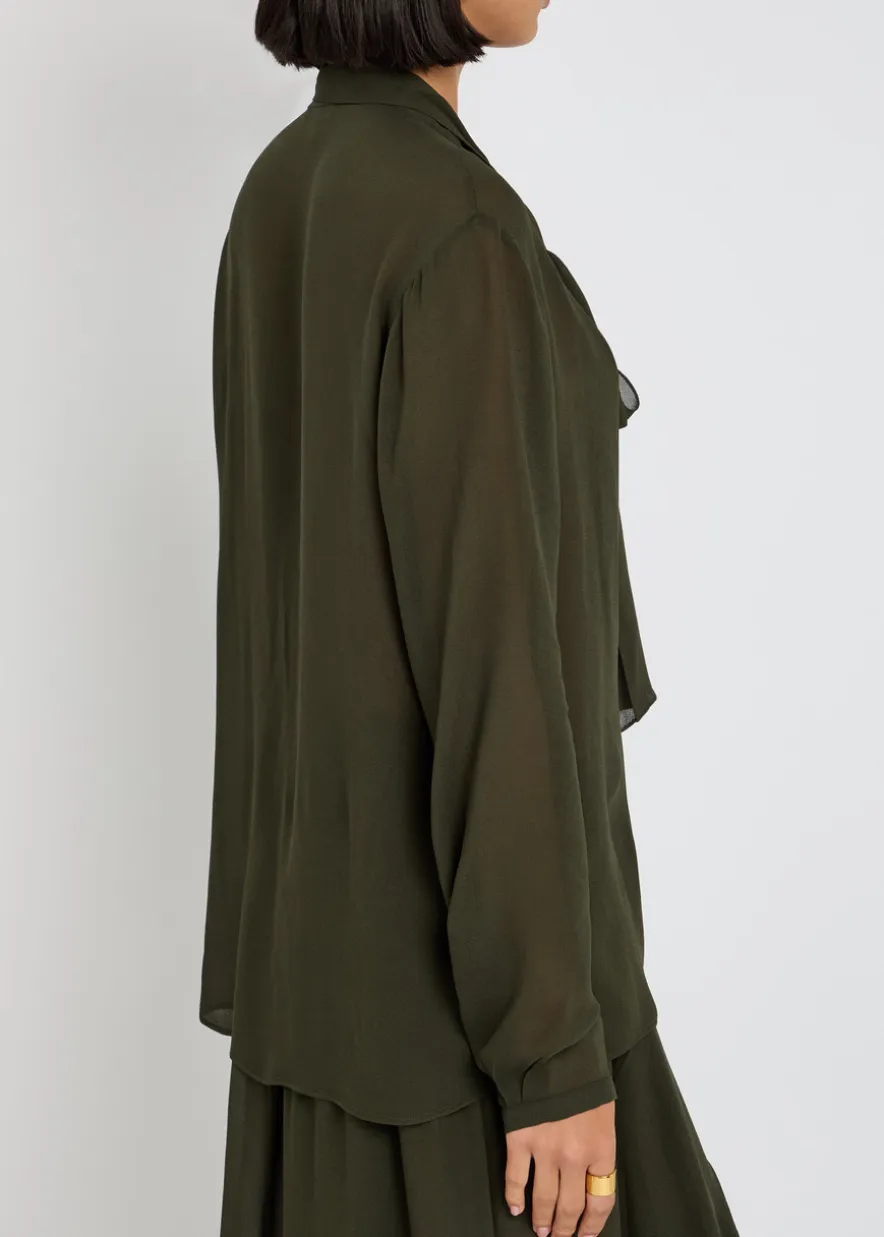 Scarf semi-sheer chiffon blouse
