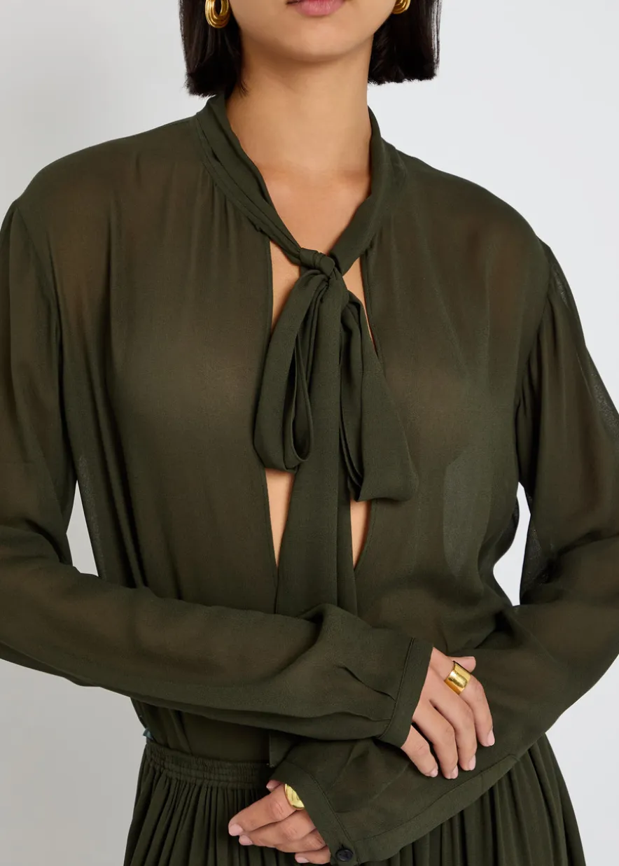 Scarf semi-sheer chiffon blouse