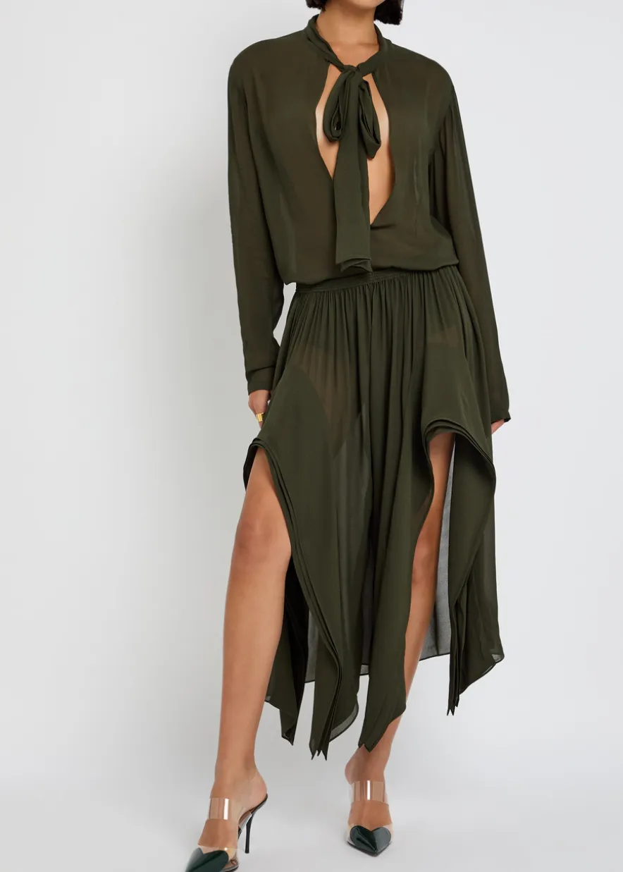 Scarf semi-sheer chiffon blouse