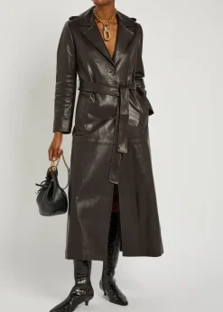 Scarlett belted leather trench coat