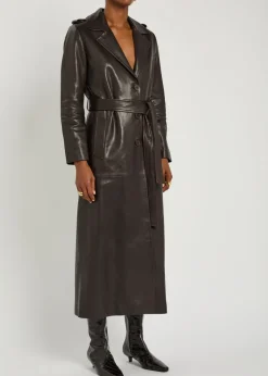 Scarlett belted leather trench coat