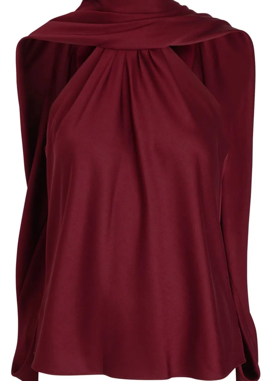 Scarlett cape-effect satin top