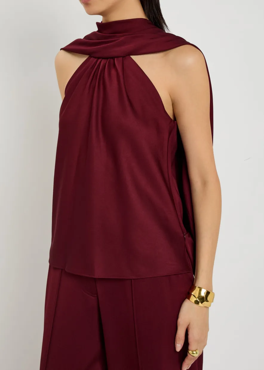 Scarlett cape-effect satin top