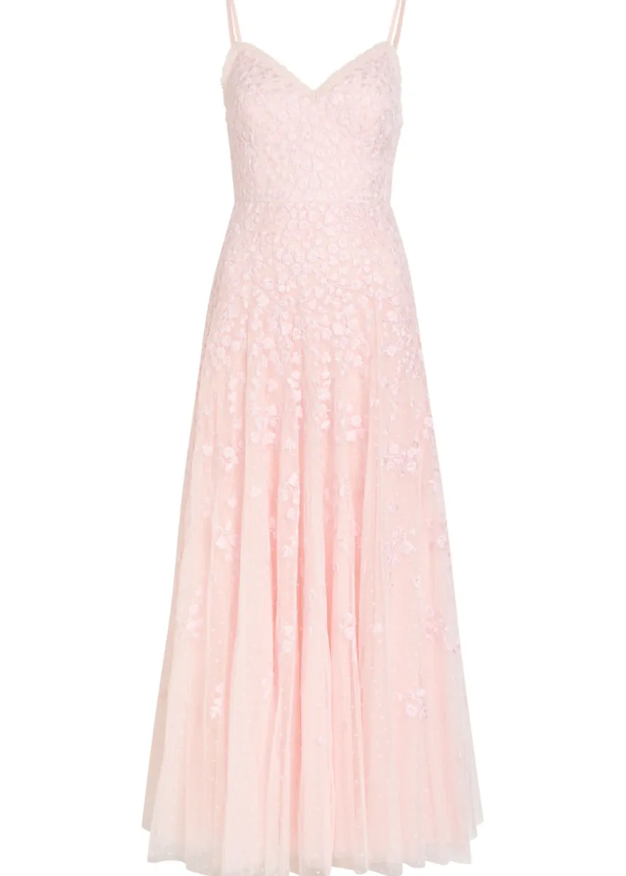 Scatter Blossom floral-embroidered tulle gown