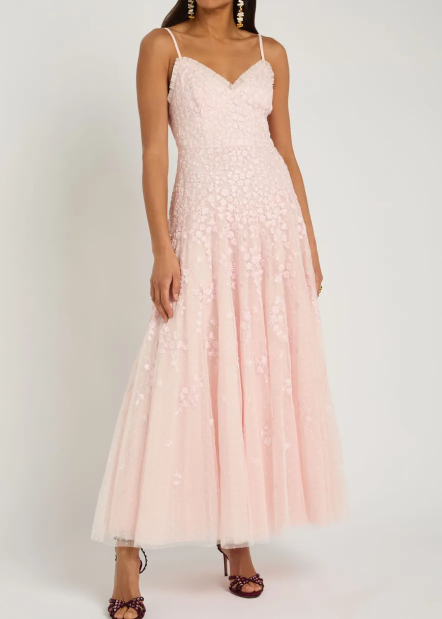 Scatter Blossom floral-embroidered tulle gown