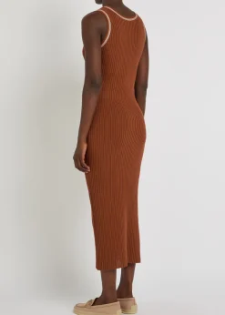 Scoop-neck cotton-knit midi dress