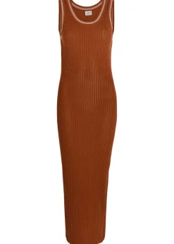 Scoop-neck cotton-knit midi dress