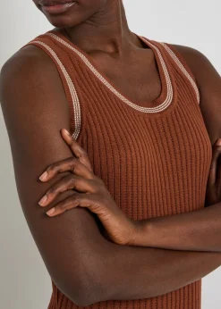 Scoop-neck cotton-knit midi dress