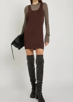 Scoop-neck fine-knit mini dress