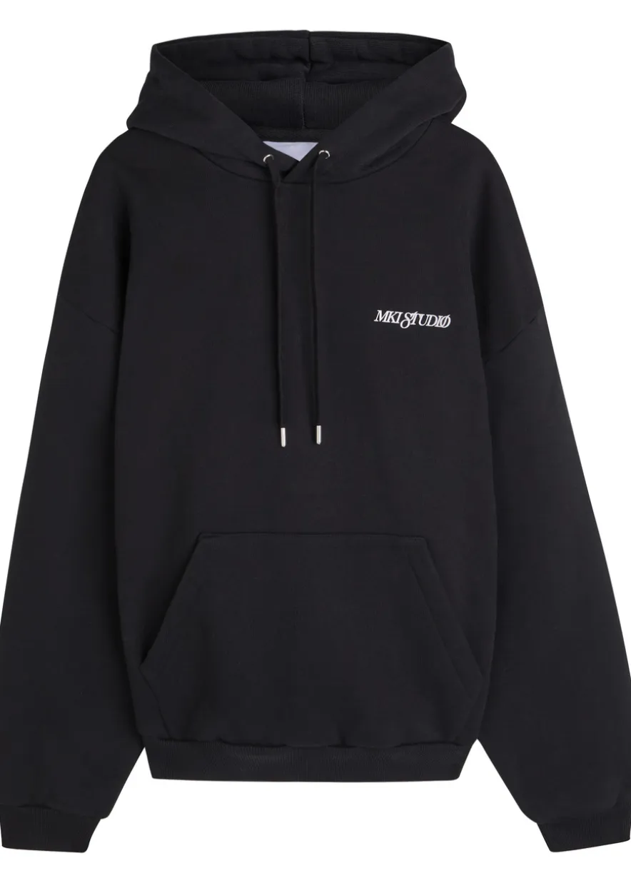 Script logo-print hooded cotton-blend sweatshirt