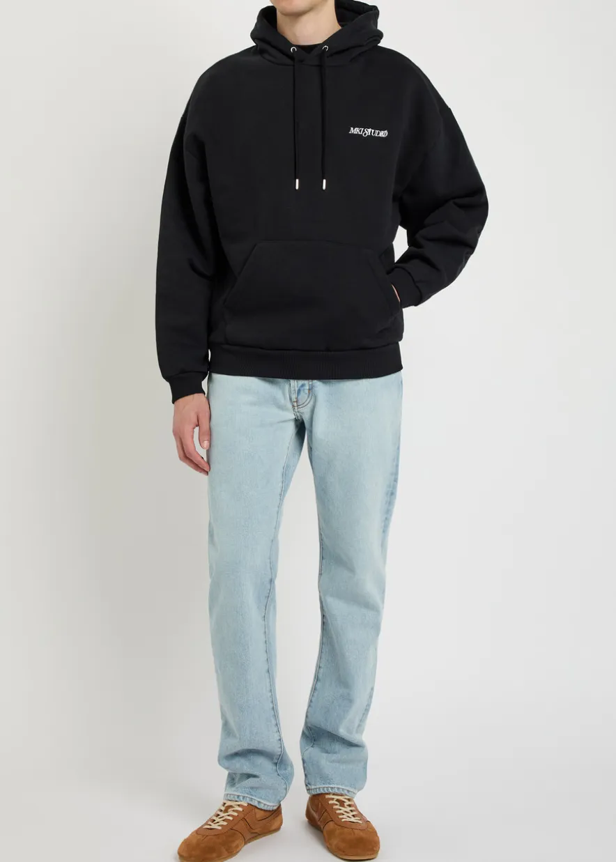 Script logo-print hooded cotton-blend sweatshirt