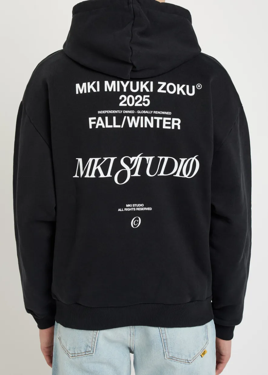 Script logo-print hooded cotton-blend sweatshirt