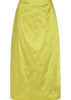 Sculpted bustle taffeta midi skirt