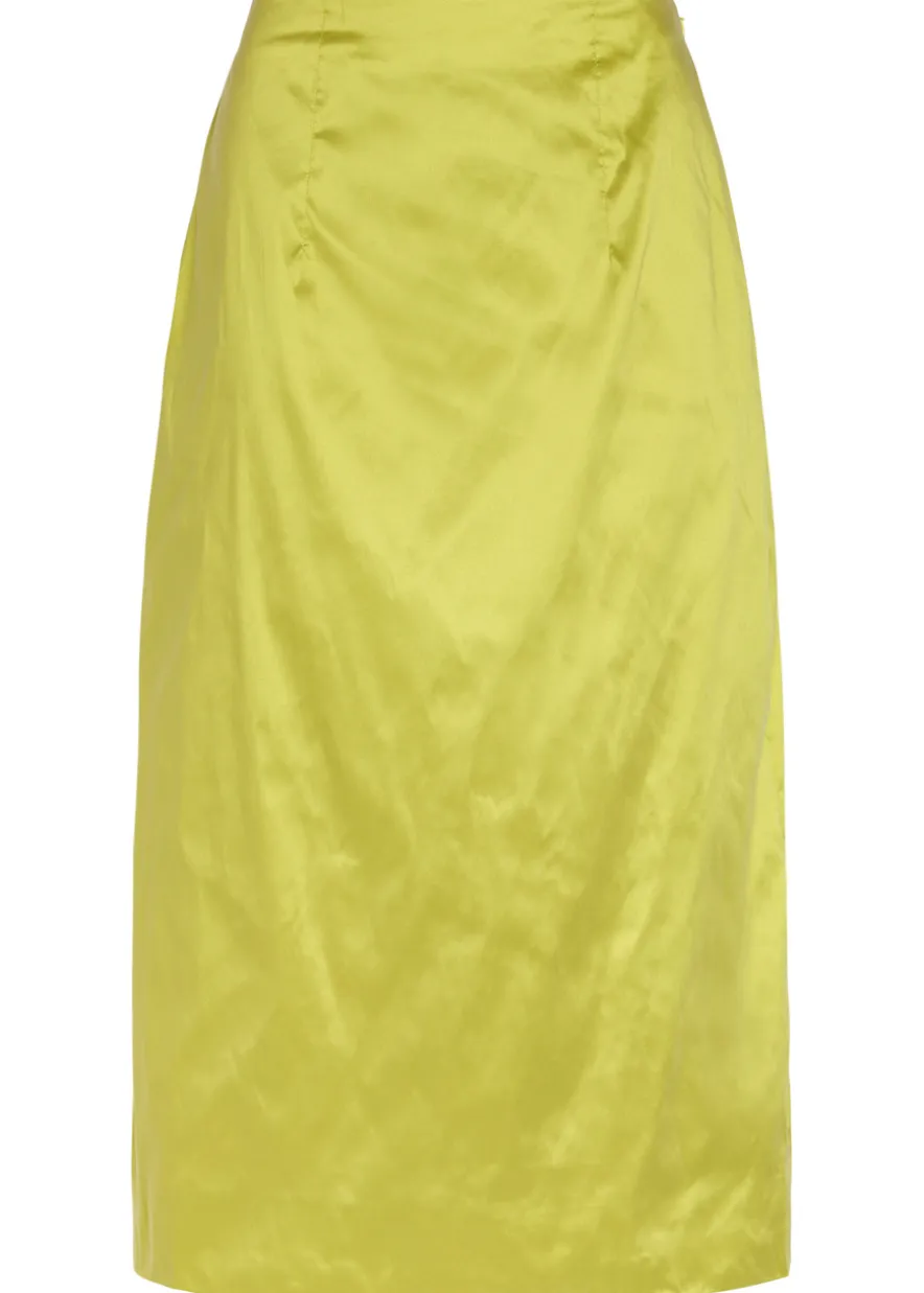 Sculpted bustle taffeta midi skirt