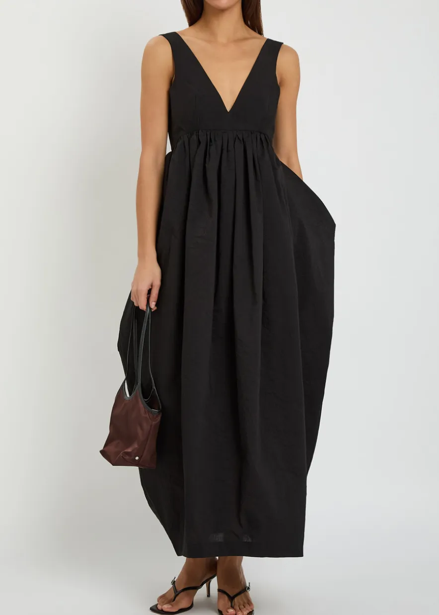 Sculpted cotton-blend poplin maxi dress