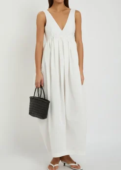 Sculpted cotton-blend poplin maxi dress