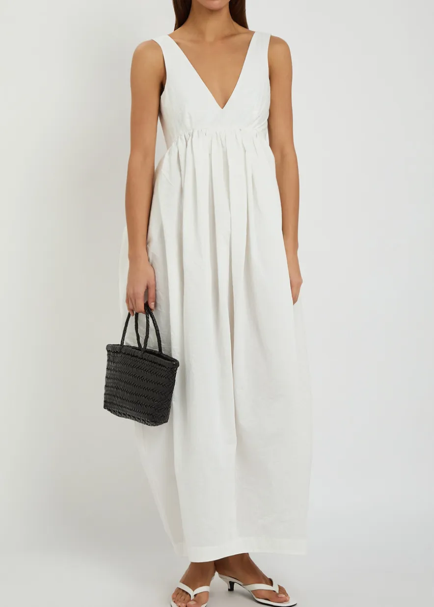 Sculpted cotton-blend poplin maxi dress