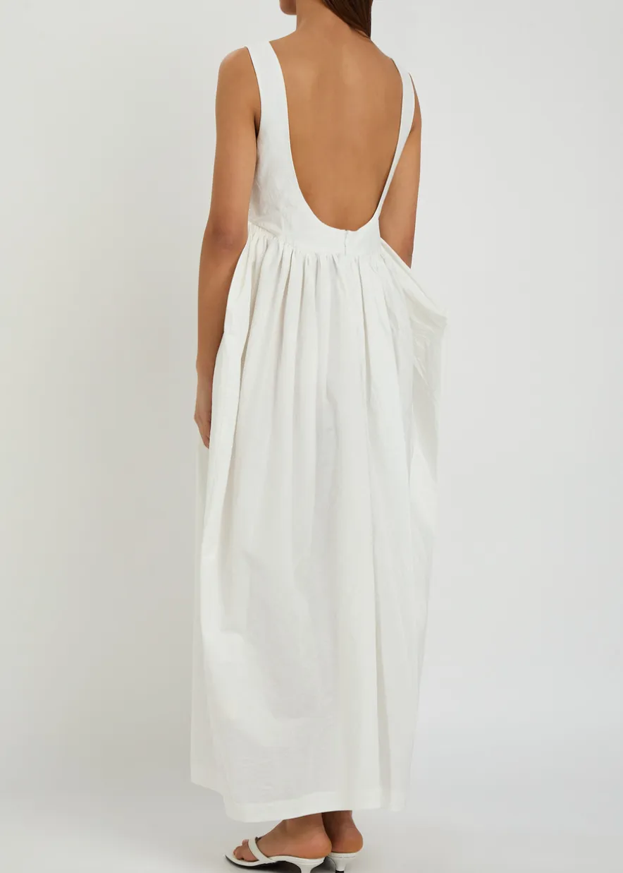 Sculpted cotton-blend poplin maxi dress