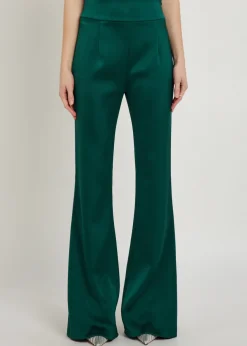 Sculpted flared-leg satin trousers
