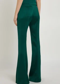 Sculpted flared-leg satin trousers