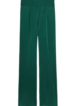 Sculpted flared-leg satin trousers