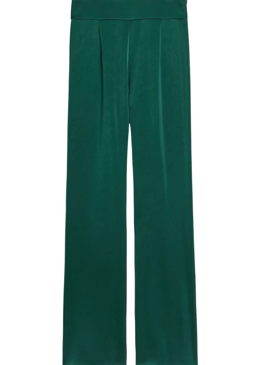 Sculpted flared-leg satin trousers
