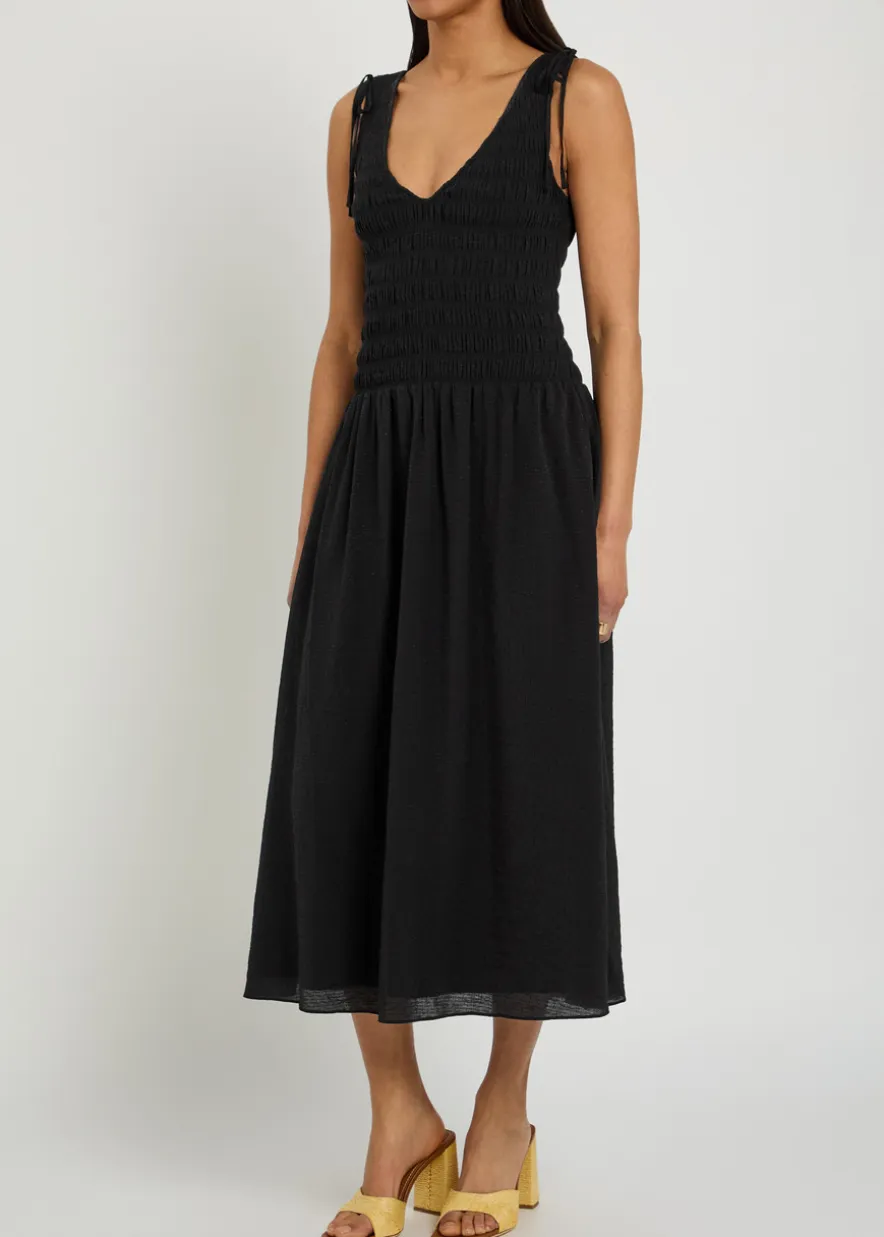 Sebestian shirred woven midi dress