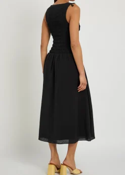 Sebestian shirred woven midi dress