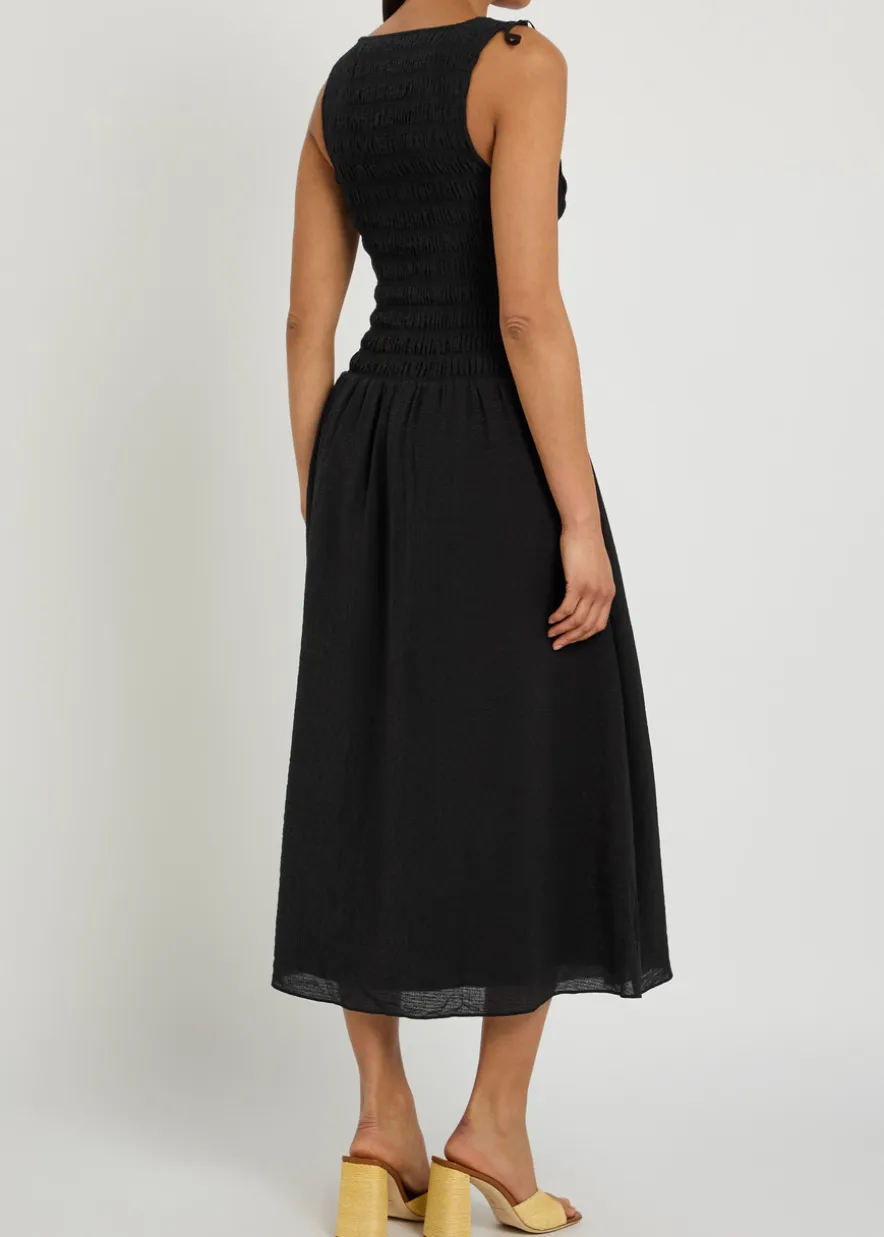 Sebestian shirred woven midi dress