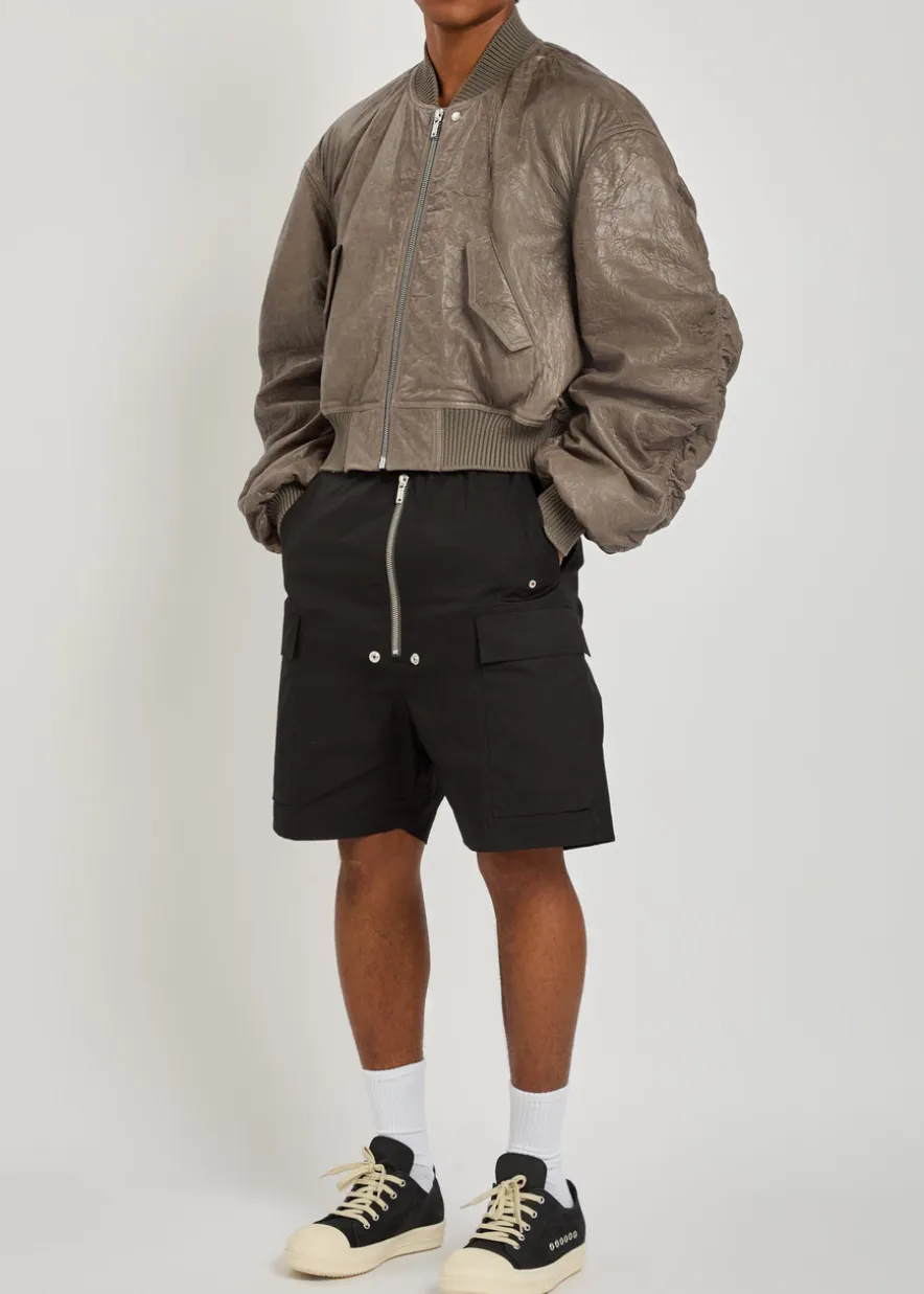 Seccia padded grained leather bomber jacket