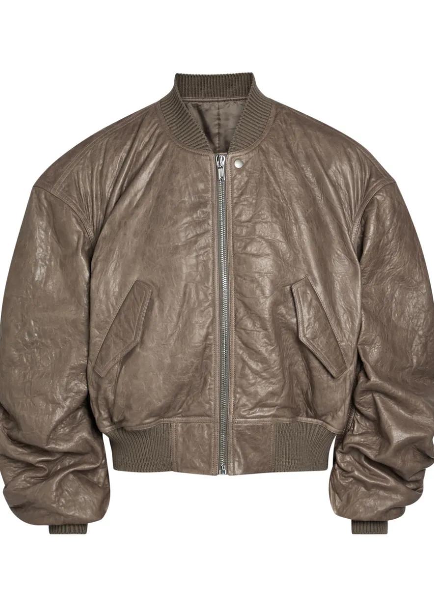 Seccia padded grained leather bomber jacket