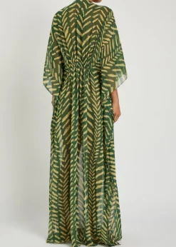 Secret Garden patterned georgette maxi kaftan dress