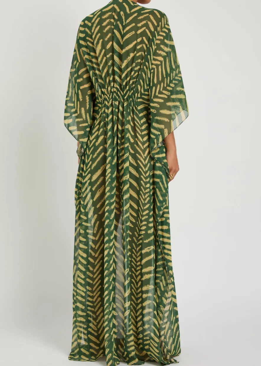 Secret Garden patterned georgette maxi kaftan dress