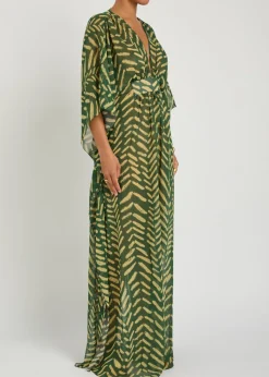 Secret Garden patterned georgette maxi kaftan dress