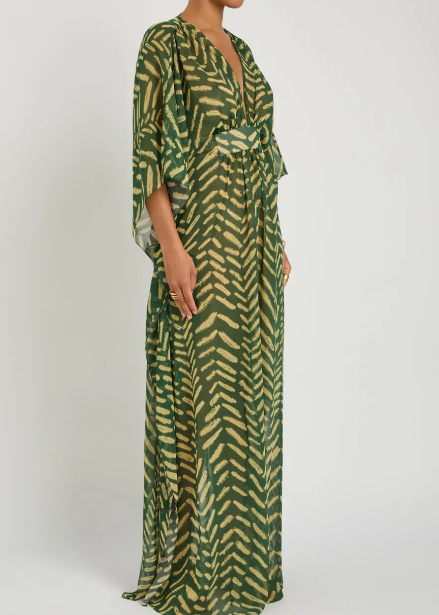 Secret Garden patterned georgette maxi kaftan dress
